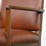 Vintage Scandinavian wooden and cowhide side/desk/chair from the 60s/70s