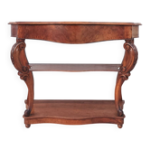 Large console from the Napoleonic III era in walnut and walnut burl.