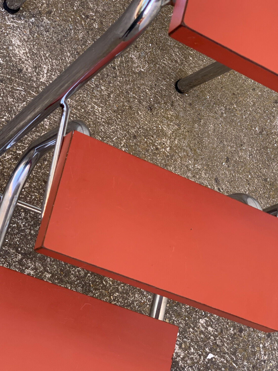 Red Formica stepladder stool 1970