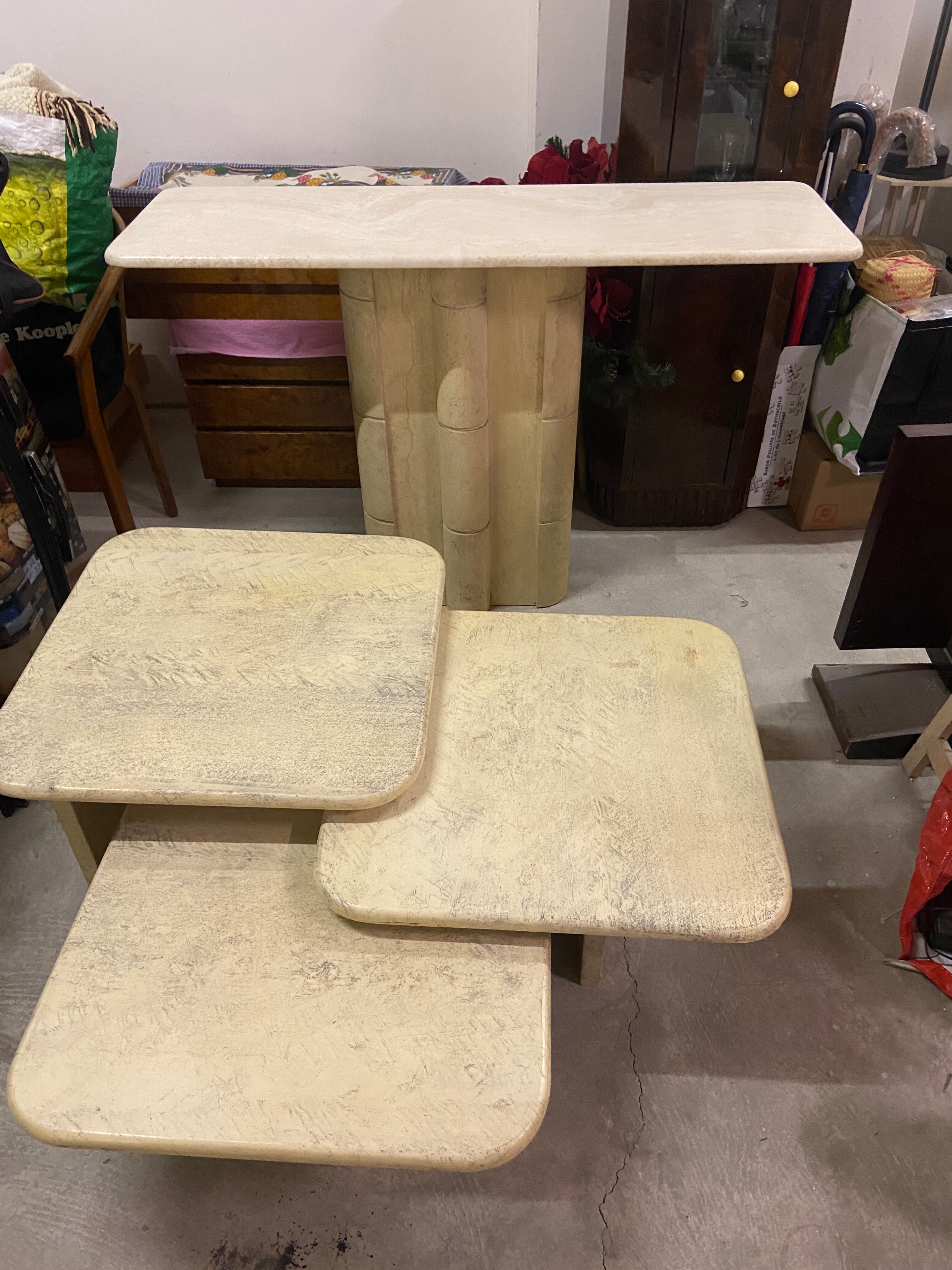 Artelano/travertine 70s coffee tables