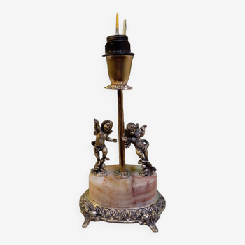 Italian marble and pewter lamp