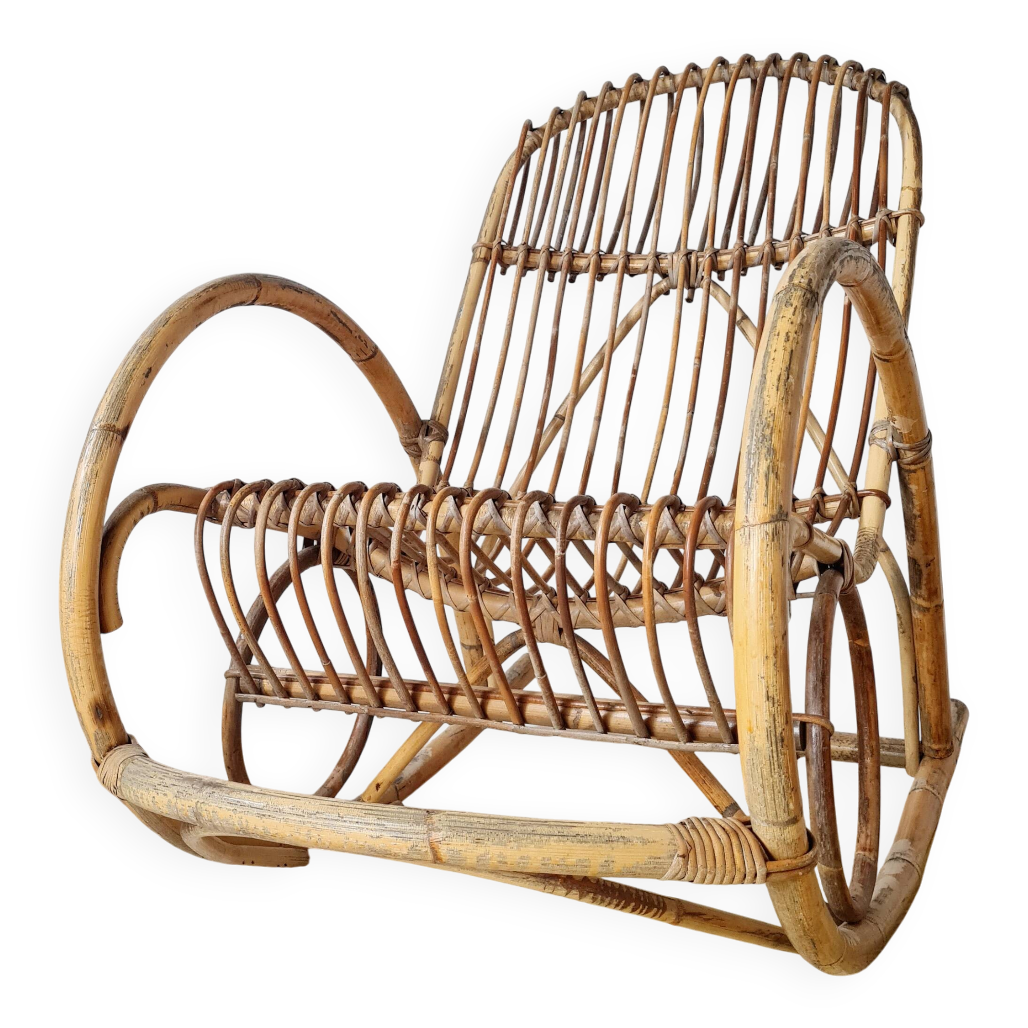 Antique rattan rocking chair