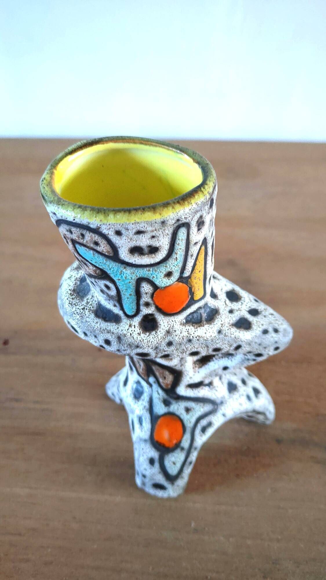 Free-form ceramic vase signed Bessone Vallauris 1960s