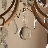 Lustre ancien en laiton et cristal