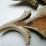 Set of 3 old 18th century ornaments in polychrome carved wood