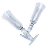 Duo of large champagne flutes in bubble blown glass
