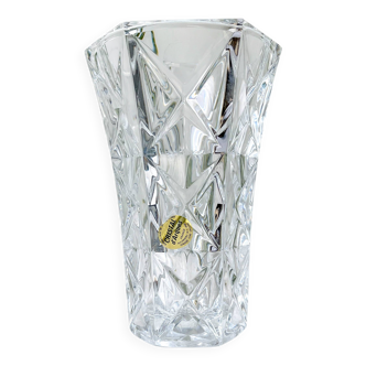 Petit Vase vintage en Cristal D'Arques motif géométrique