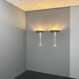 Paire d'appliques, laiton, verre acrylique, Italie, années 1980