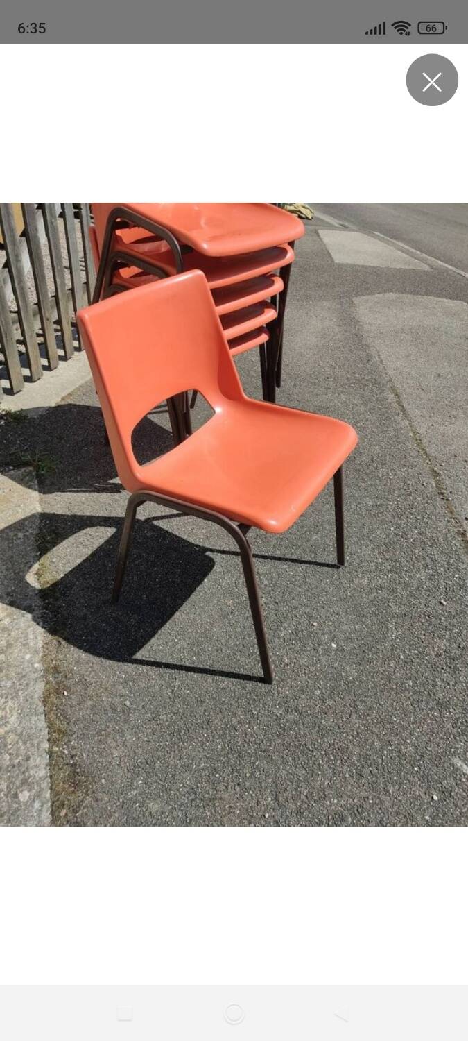 6 orange chairs