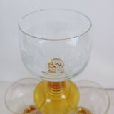 Set of 4 wine glasses, amber stem