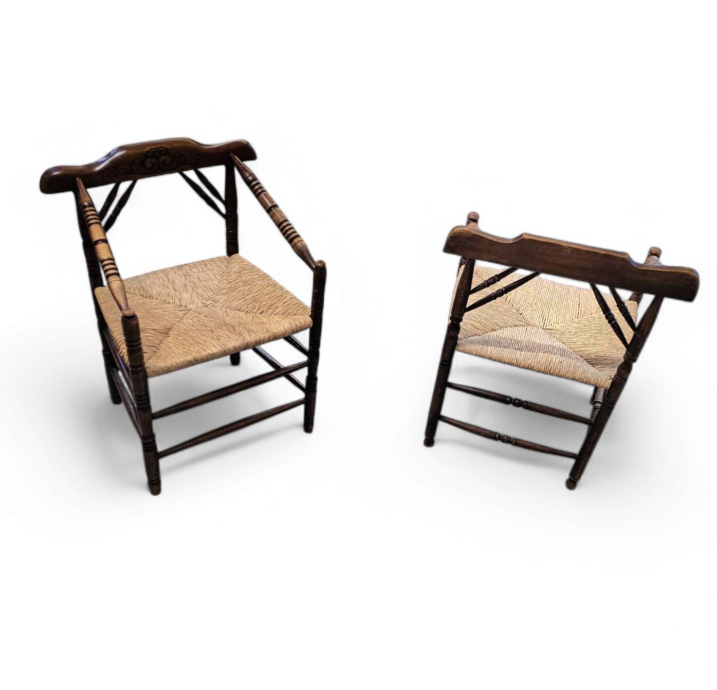 A pair of Dutch oak / matching Rush Chairs 1930s