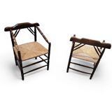 A pair of Dutch oak / matching Rush Chairs 1930s