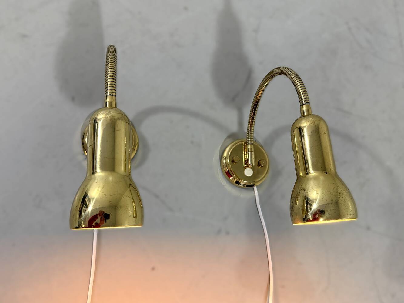 Brass flexible wall lamps, set of 2, 1960’s