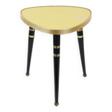 Seventies yellow triangular plant table design formica copper conical