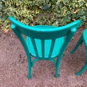Set of 4 green bistro chairs