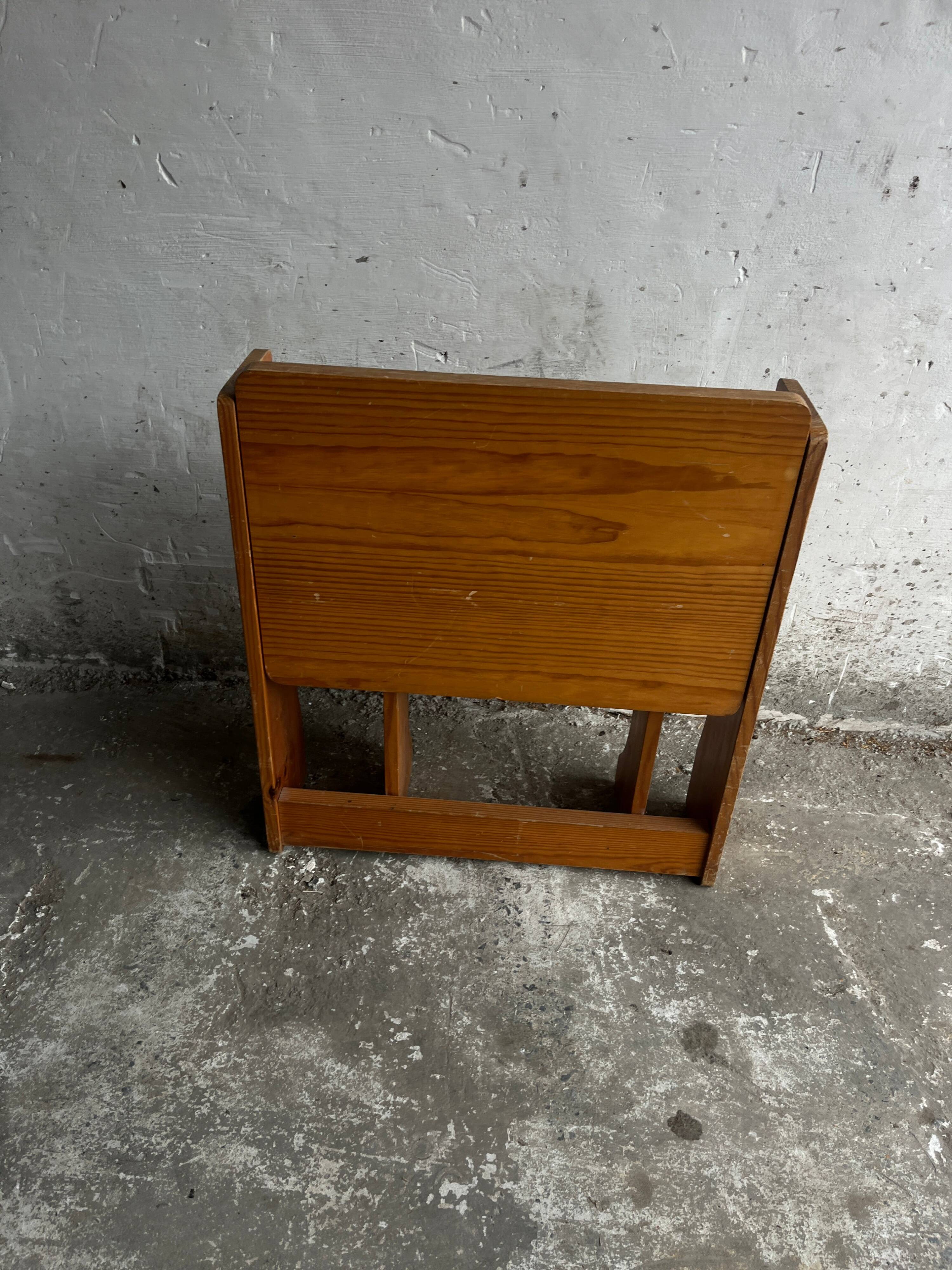 Vintage wooden folding school desk with bench – 1960s