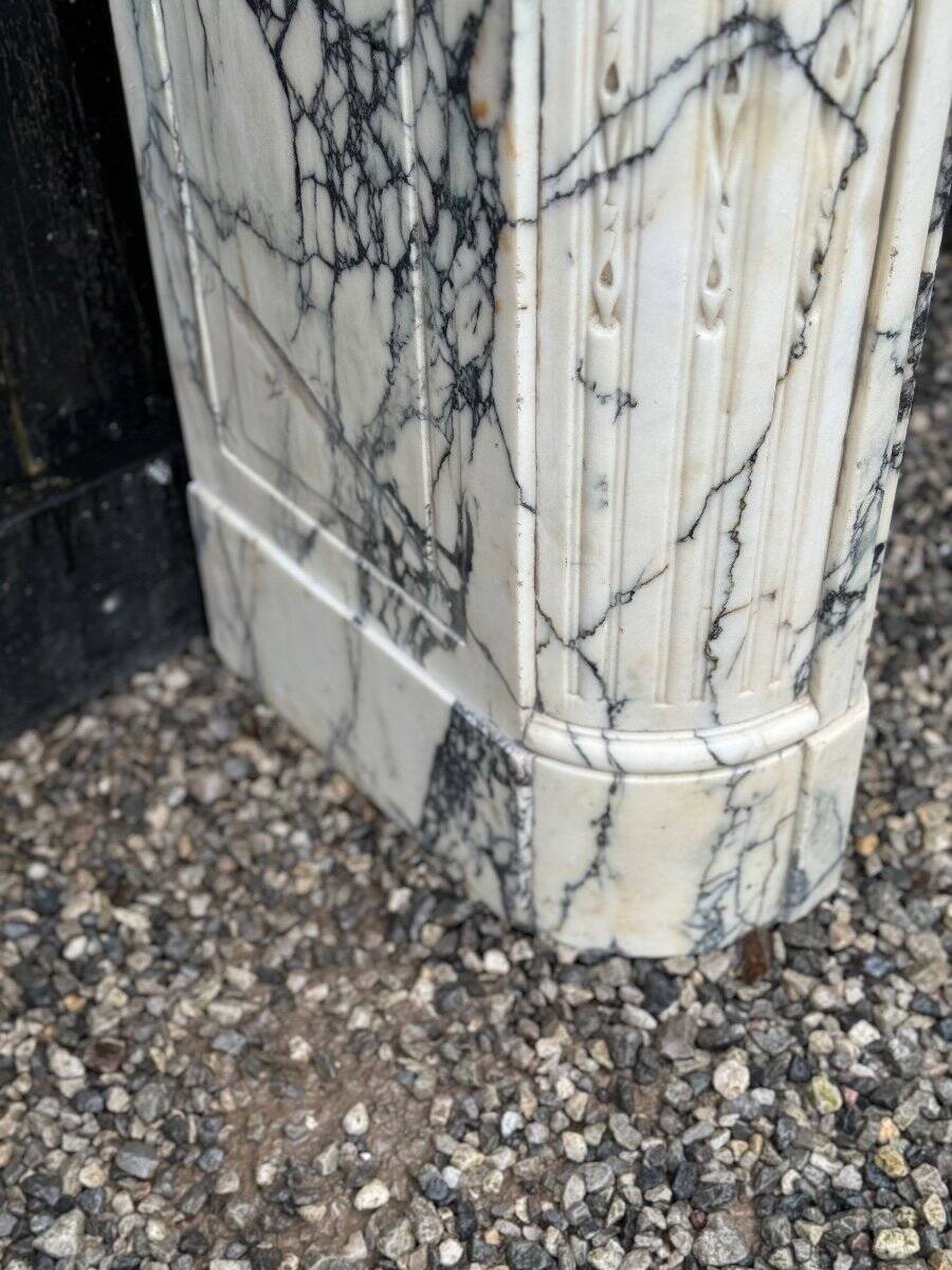 Louis XVI Style Fireplace In Violet Breccia Marble Circa 1880