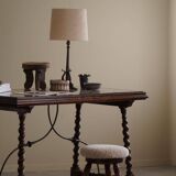 Antique Italian desk table, walnut and marble, Naples, 19th century.