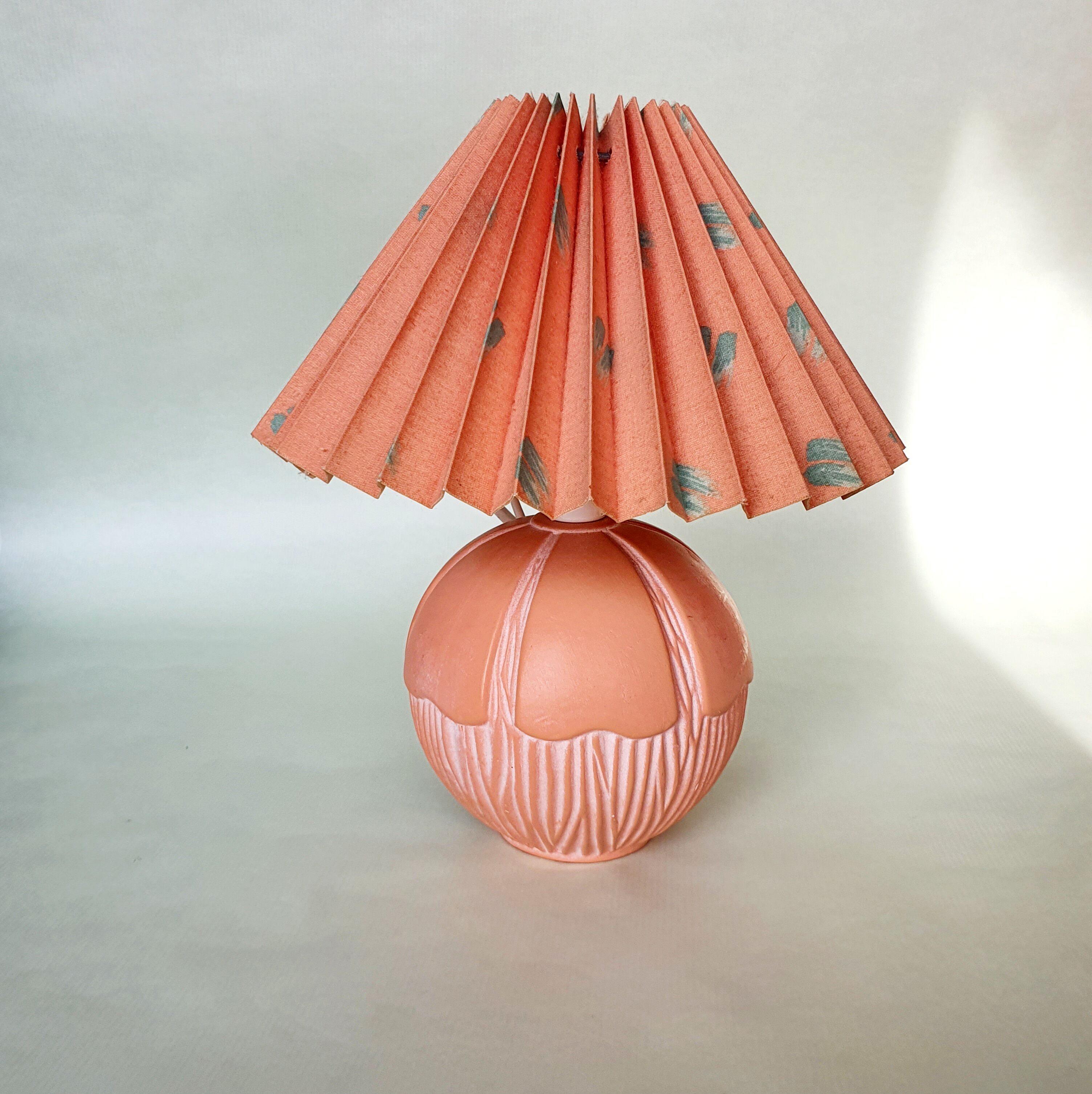 Coral and green bedside lamp 1980