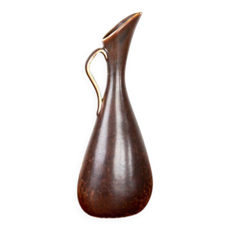 Vase en céramique émaillée, reflets métalliques et marrons, Gunnar Nylund