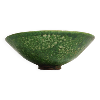 Glazed Stoneware Cup with Green Glaze / China / Ceramic Phoenix Decor