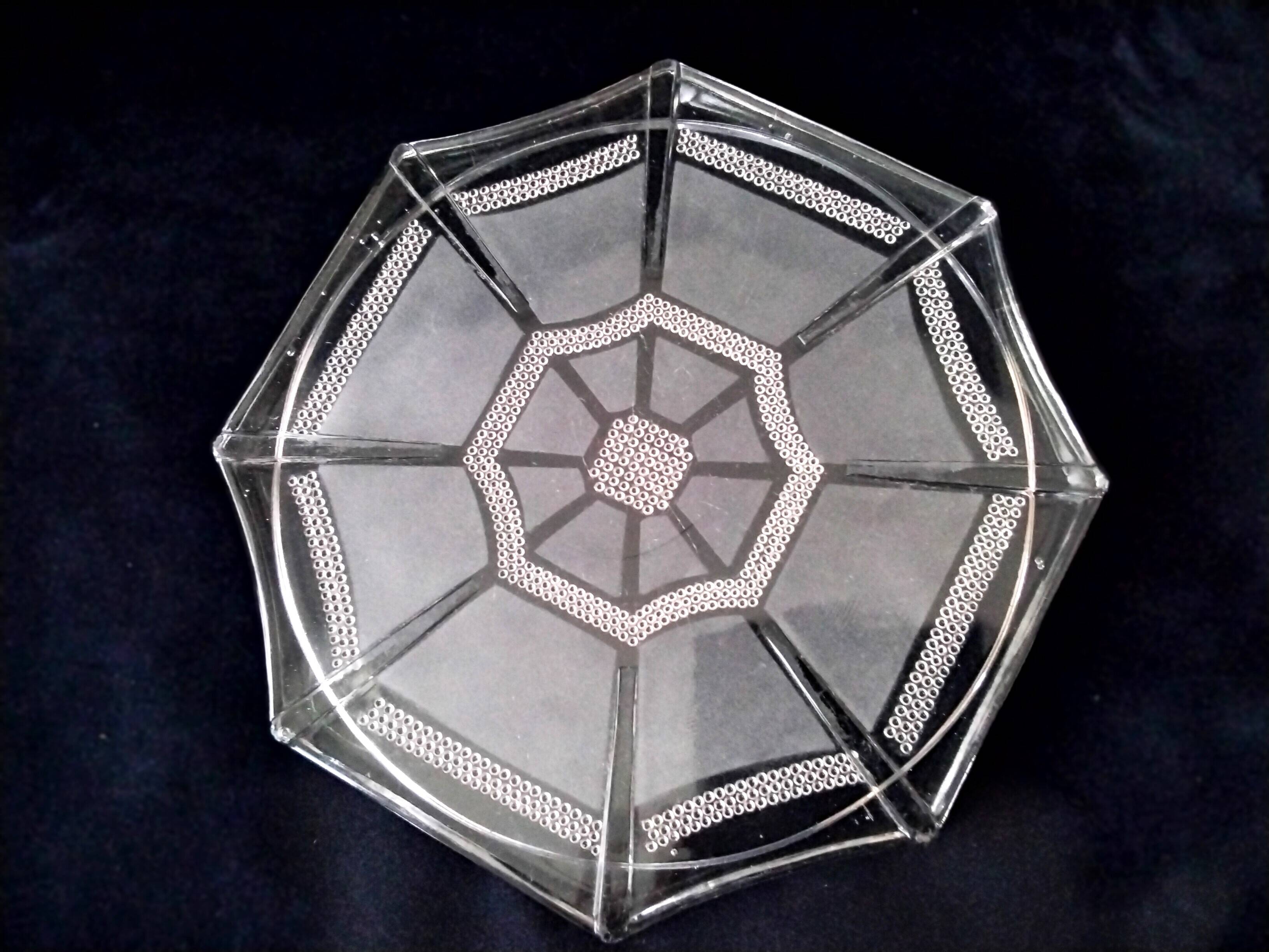 Art deco style molded pressed glass trivet