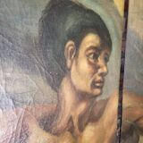 Rare paravent Art déco peint à la main dans le style de Michel-Ange