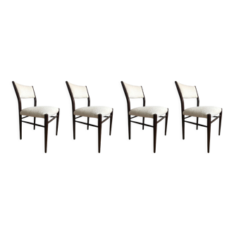 Chaises de salle à manger en teck danois en boucle blanche, années 1960, ensemble de quatre