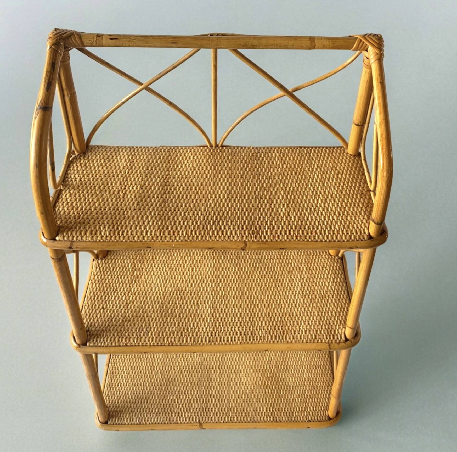 Vintage bamboo and rattan shelf