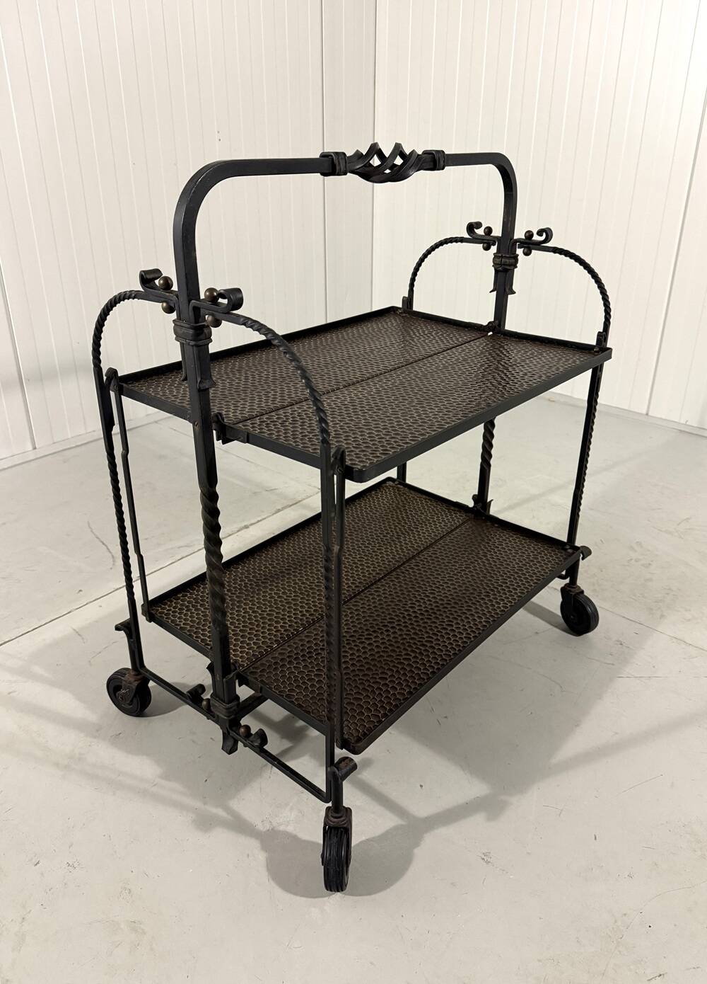 Brutalist wrought iron folding serving trolley 1960’s