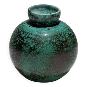 Vase boule en poterie émaillée, cab primavera, 1930s