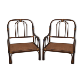 Pair of vintage rattan armchairs