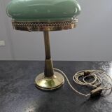 Antique Second Empire Napoleon III table lamp, 1870, brass and opaline glass