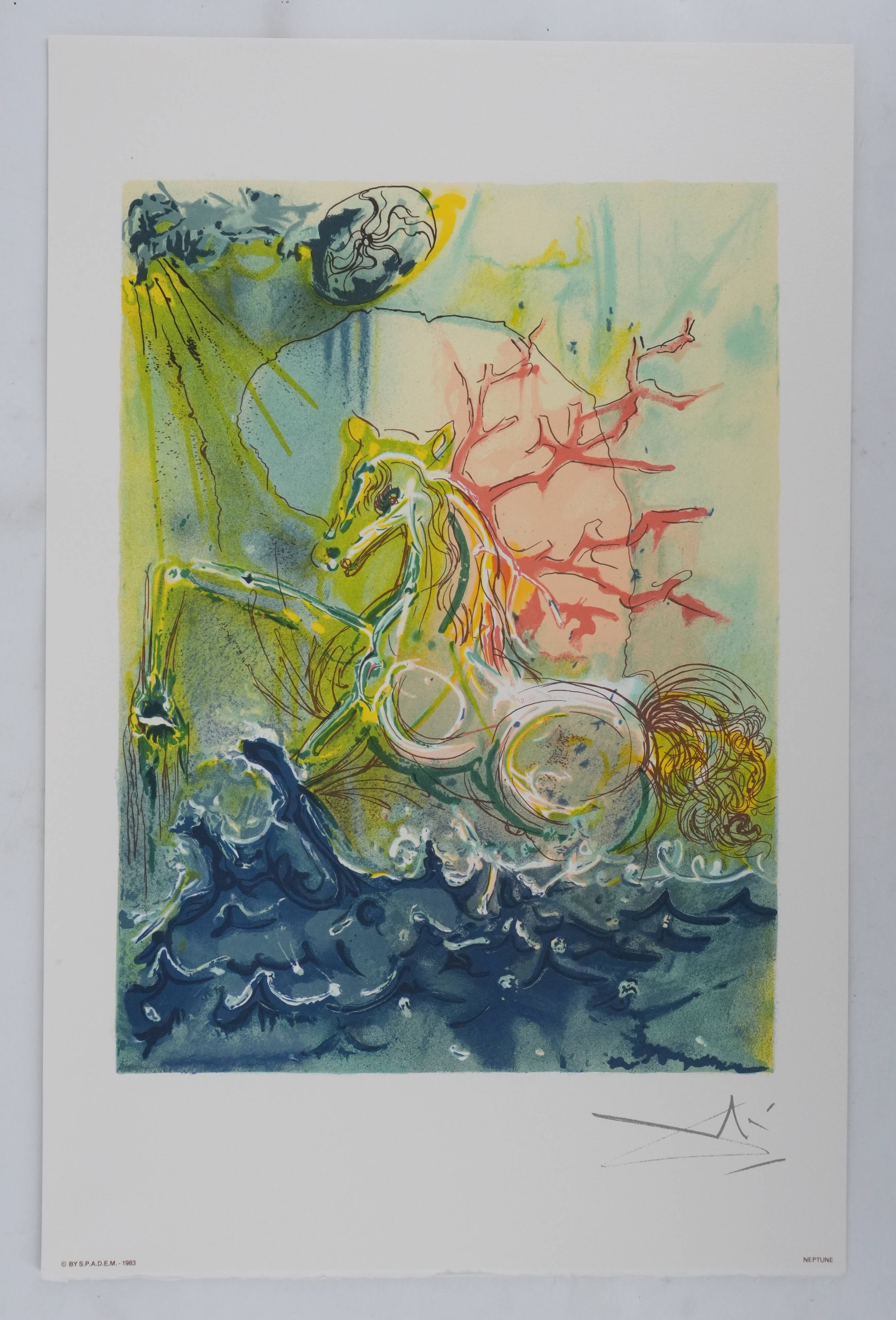 Salvador Dali: Horses, Neptune, signed lithograph
