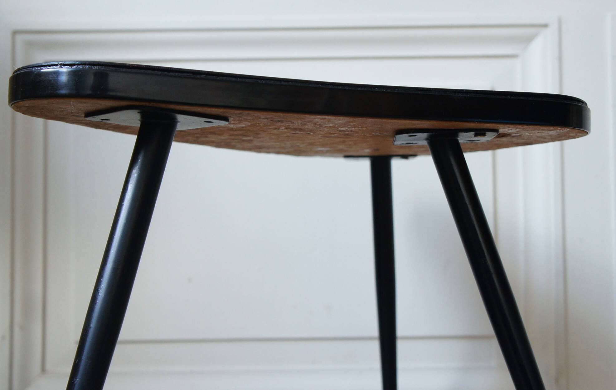 Black formica tripod side table