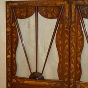 Pair of three-panel screens made of Dutch hardwood and walnut.