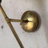 Pair of vintage brass and opaline wall lights