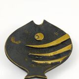 Brass fish ashtray by Walter Bosse, mid-century Herta Baller, Austria, 1950s.