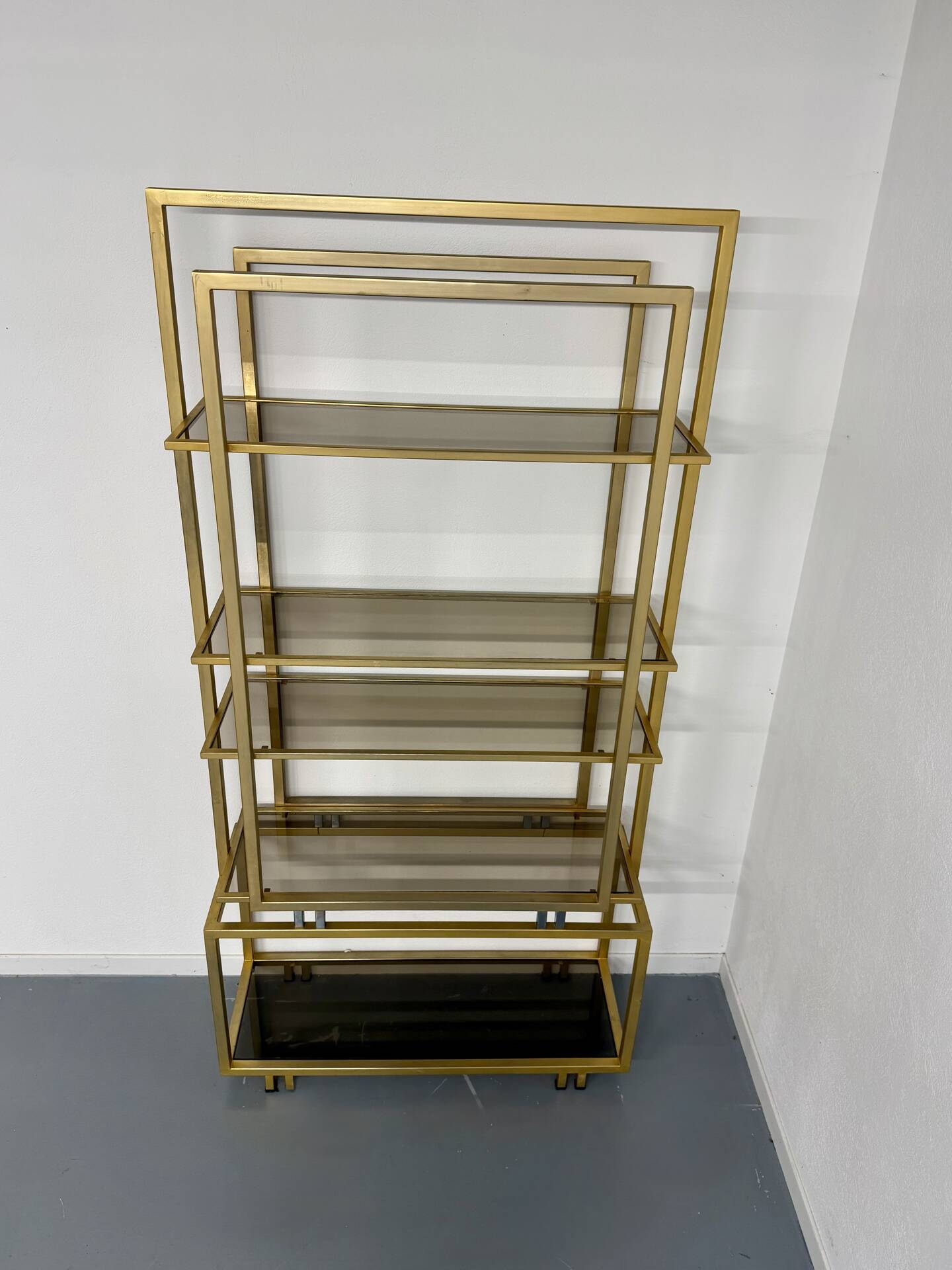 1970s vintage Italian design brass and glass shelf
