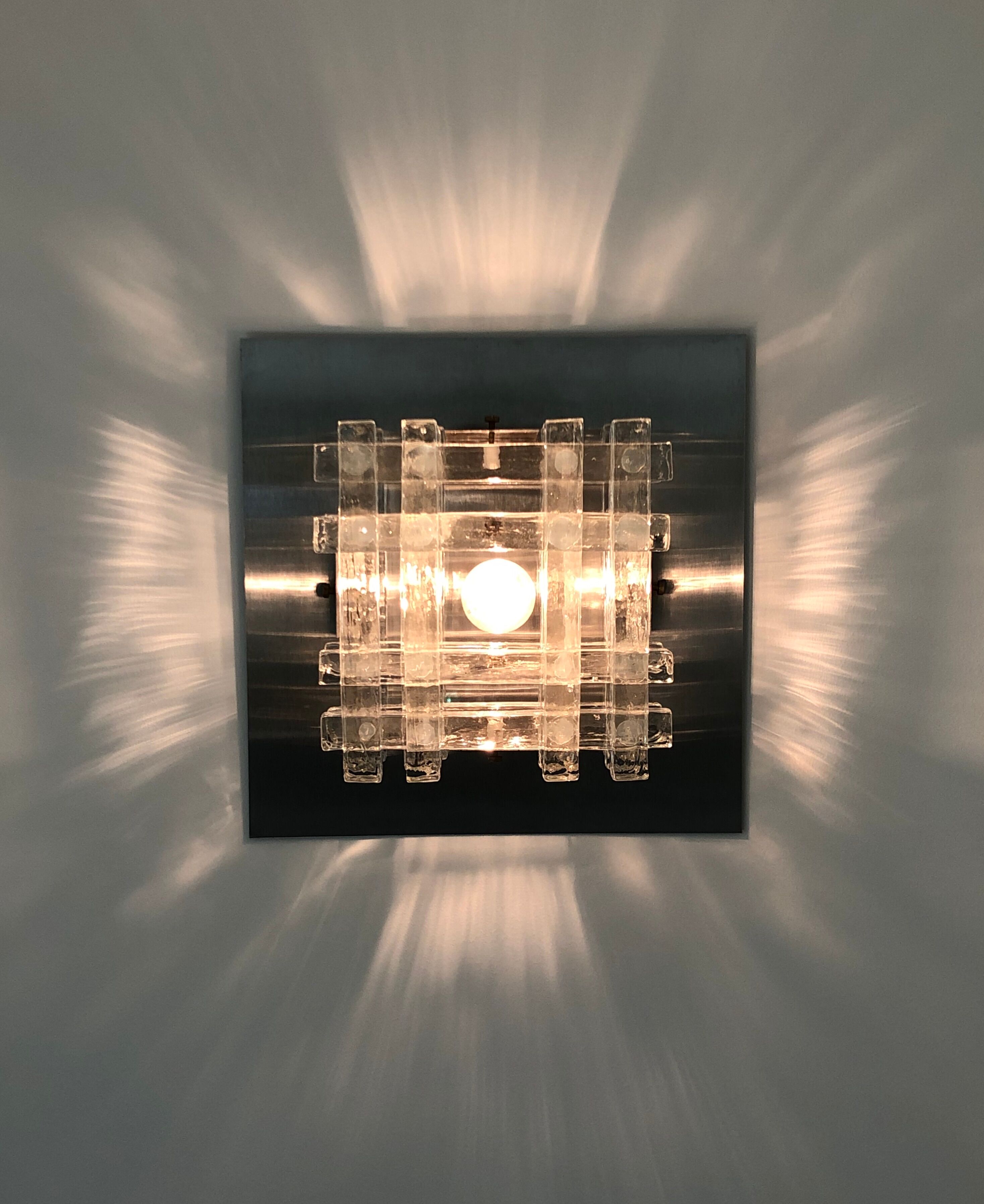 Murano glass wall lamp by albano poli for poliarte, italy 70s