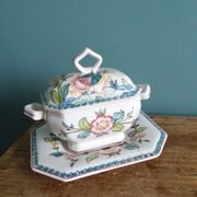 Sugar or mustard bowl Anfora Agueda hand painted ceramic Portugal