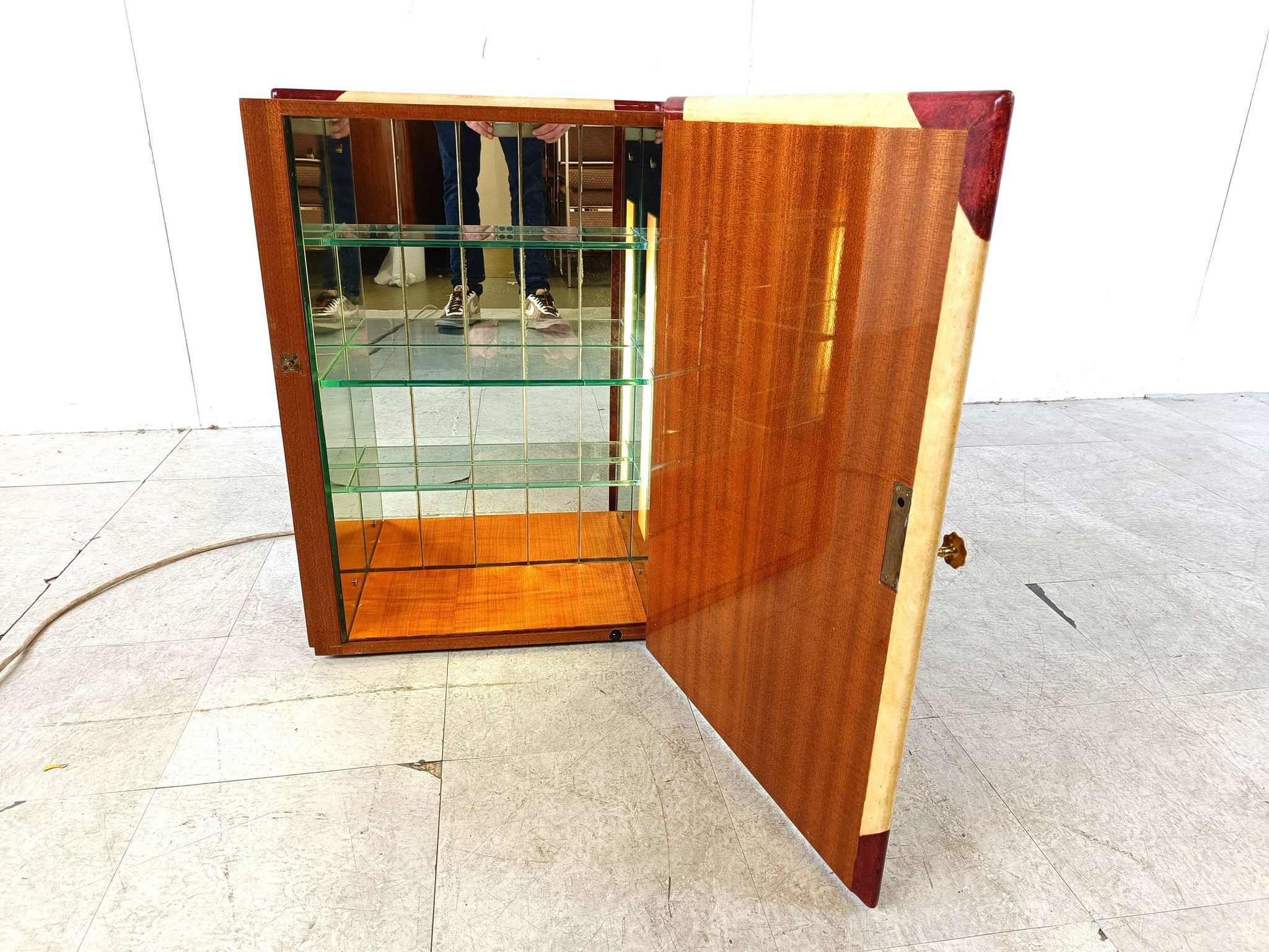 Italian Goatskin Book Shaped Dry Bar Cabinet by Aldo Tura, 1950s