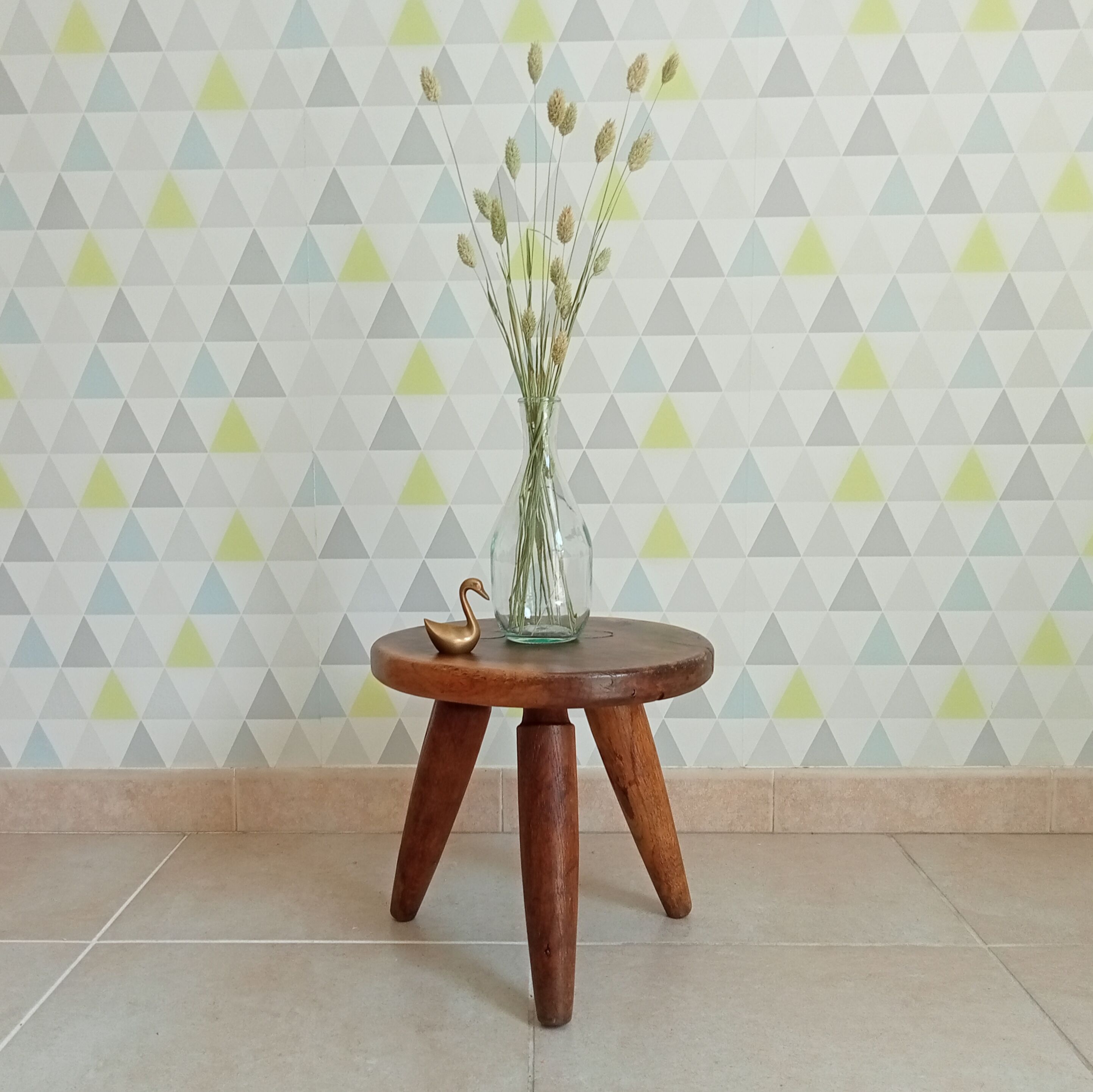 Antique walnut milking stool