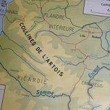 Vintage school map of France, Northern and Eastern Regions