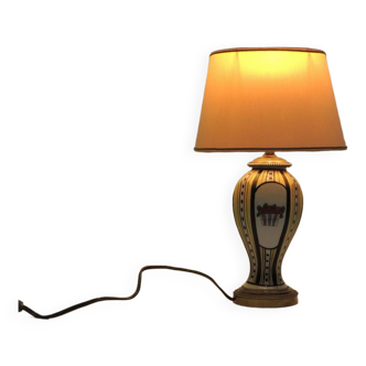 Lampe années 30 céramique et monture bronze vintage