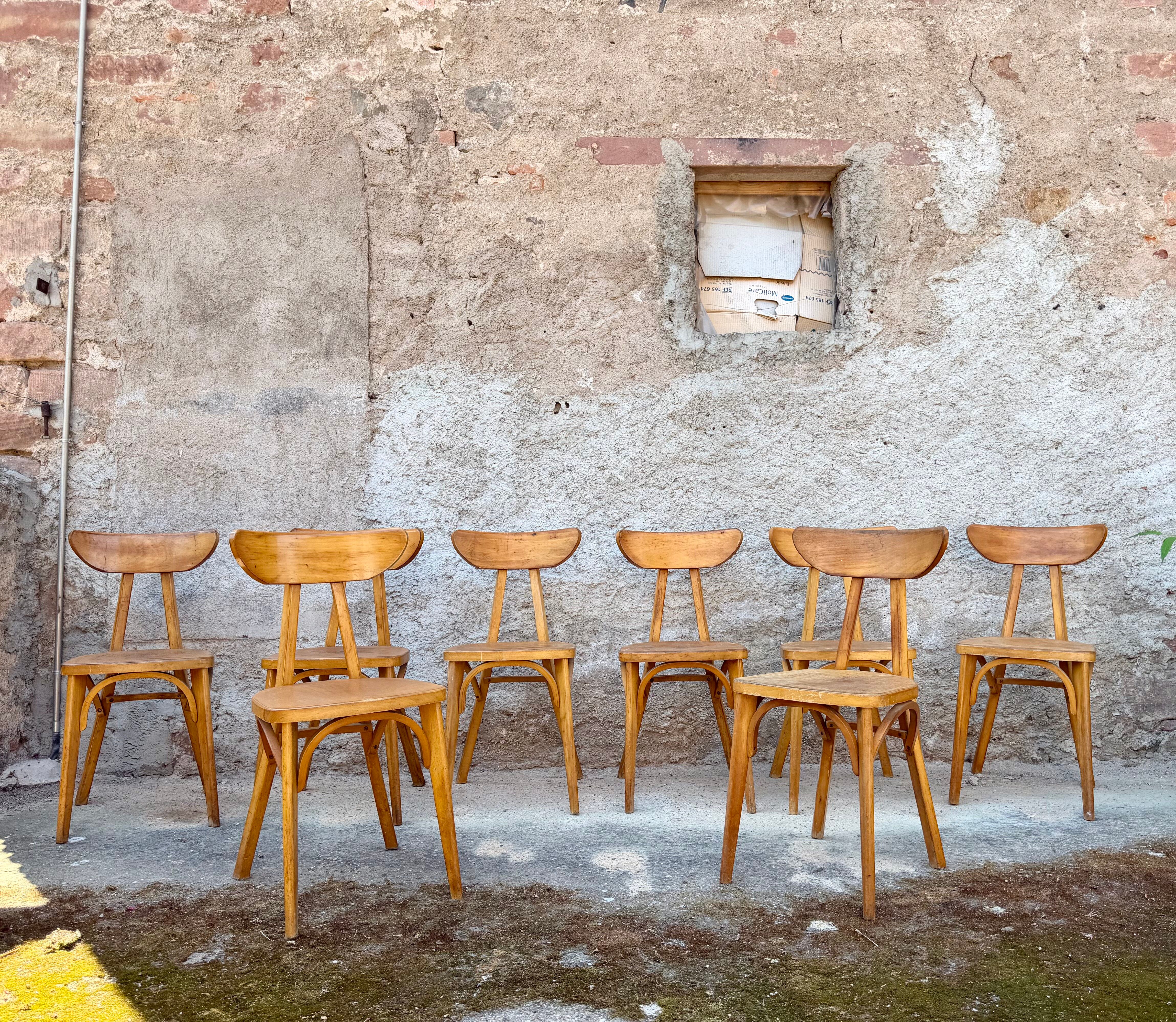 Série de 9 chaises bistrot lutherma banane boomerang