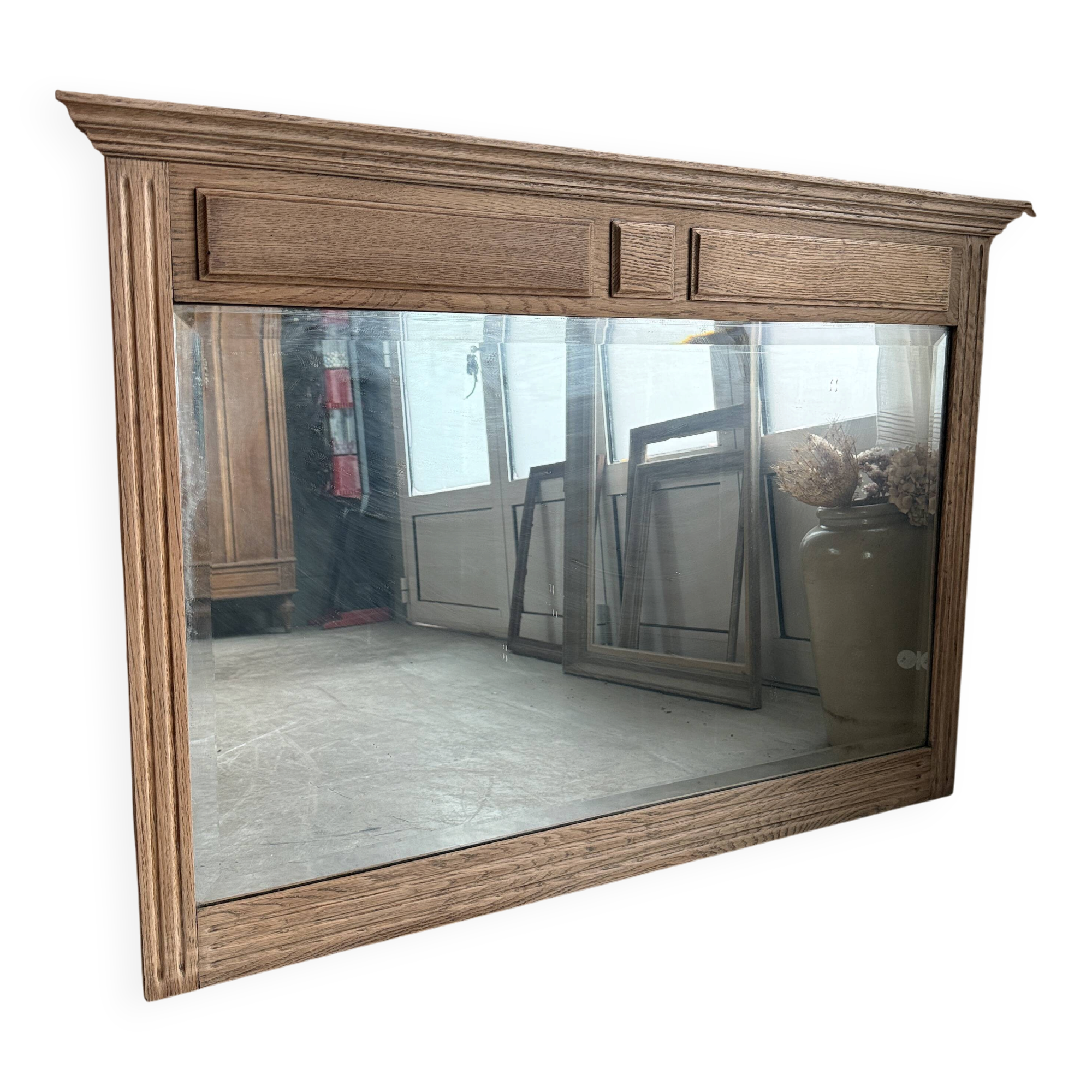 Antique trumeau mirror in oak (renovated)