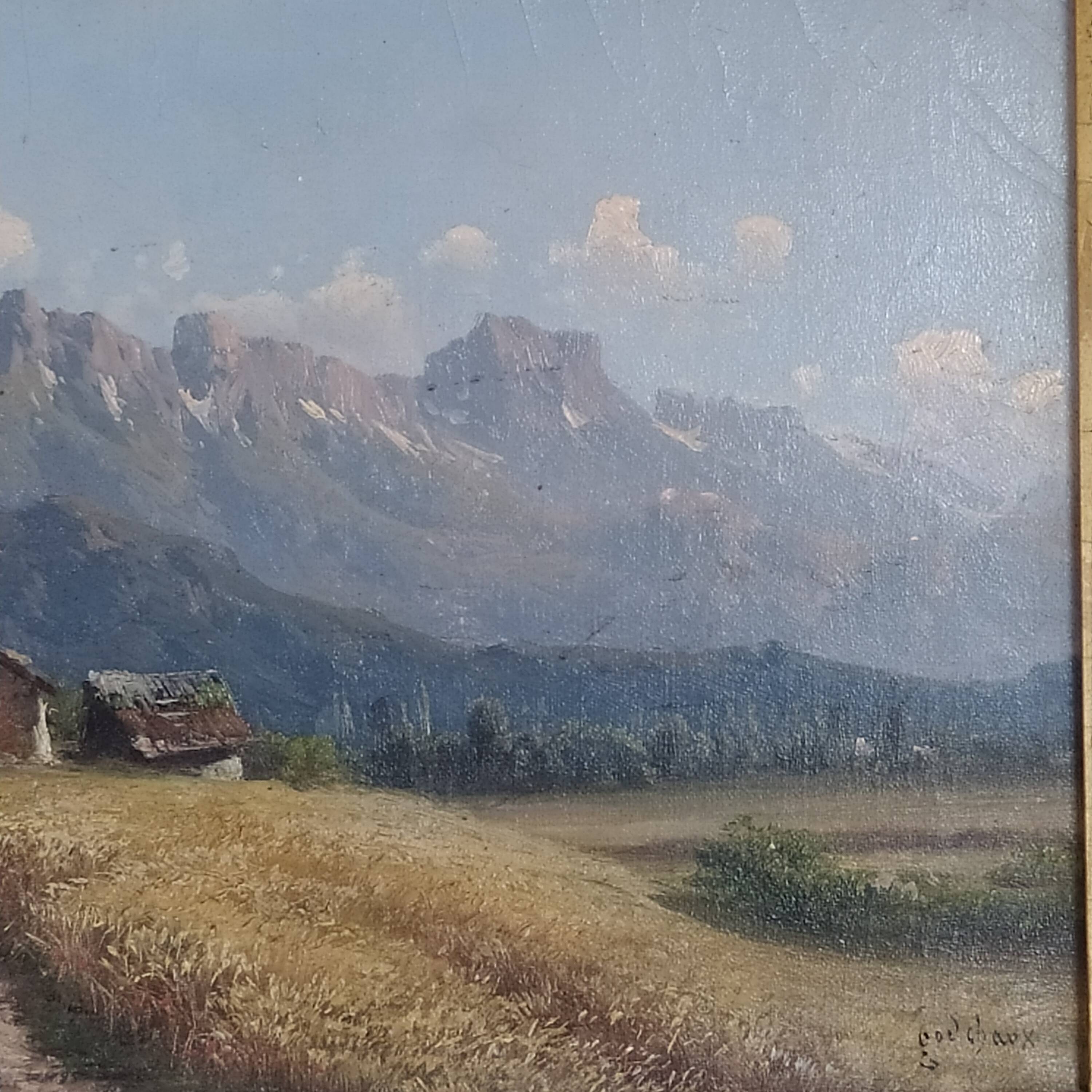 Oil on canvas signed Emile Gochaux Pyrenees, circa 1900