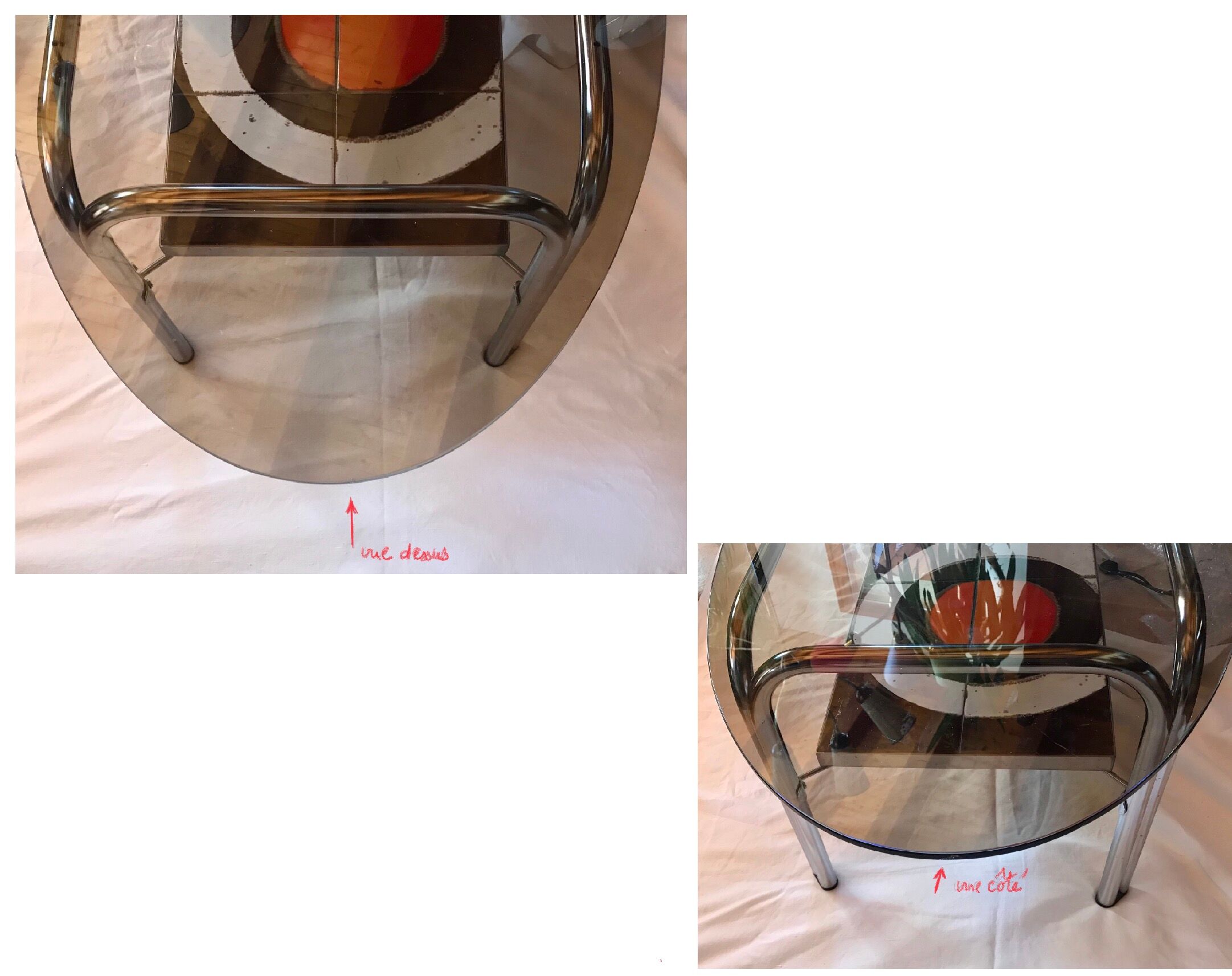 Glass coffee table, ceramics 70