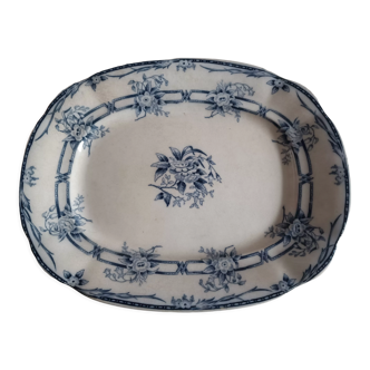 Rectangular dish Sarreguemines decoration "Ceres" blue